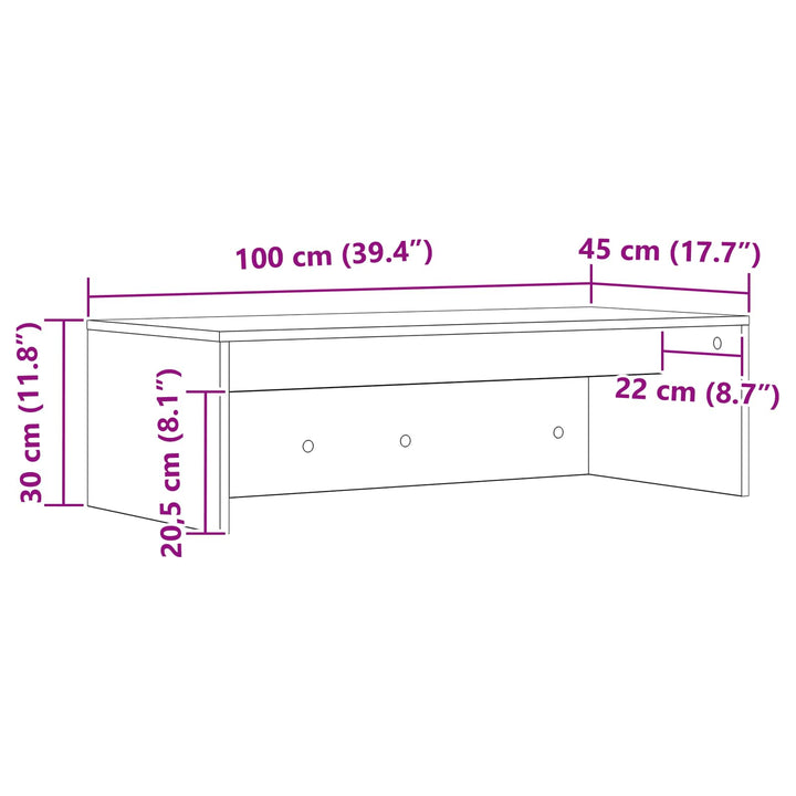 Væghængt skrivebord Røget eg 100 x 45 x 30 cm Konstrueret træ