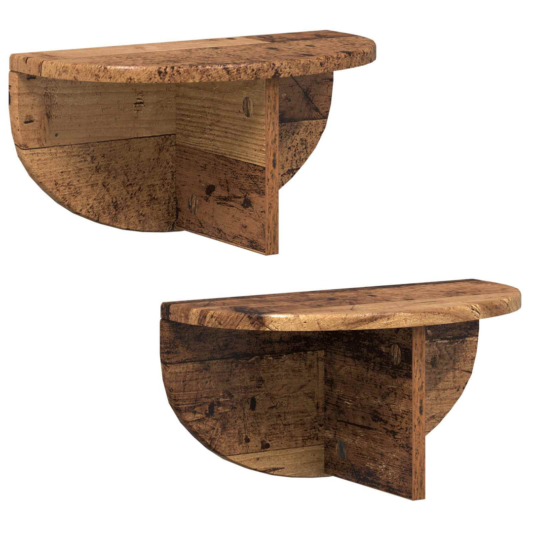 Væghylde 2 stk. Gammelt træ 38 x 19 x 19 cm Konstrueret træ