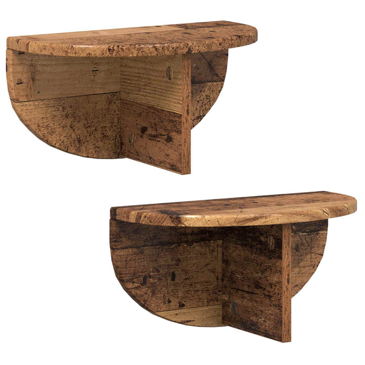 Væghylde 2 stk. Gammelt træ 38 x 19 x 19 cm Konstrueret træ