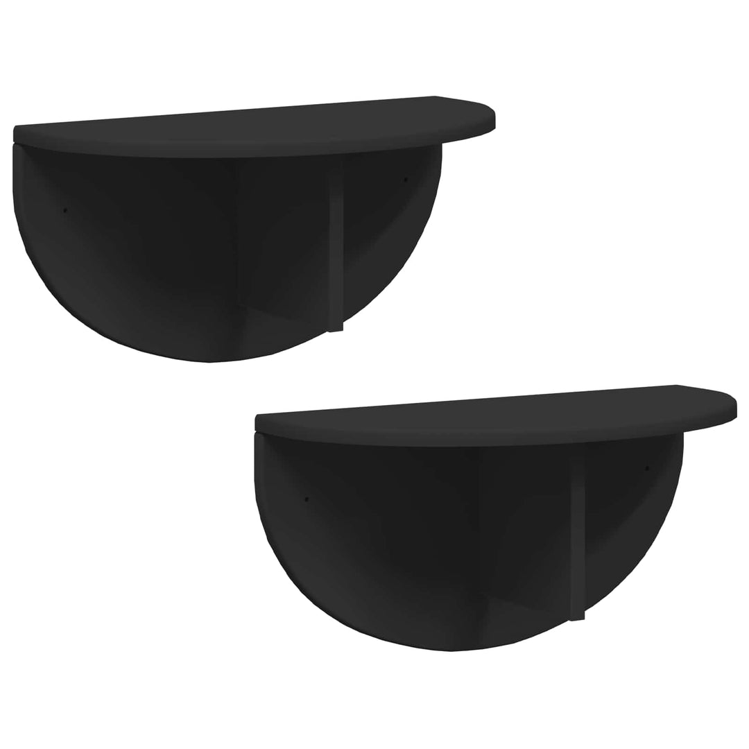 Væghylde 2 stk. Sort 48 x 24 x 24 cm Konstrueret træ
