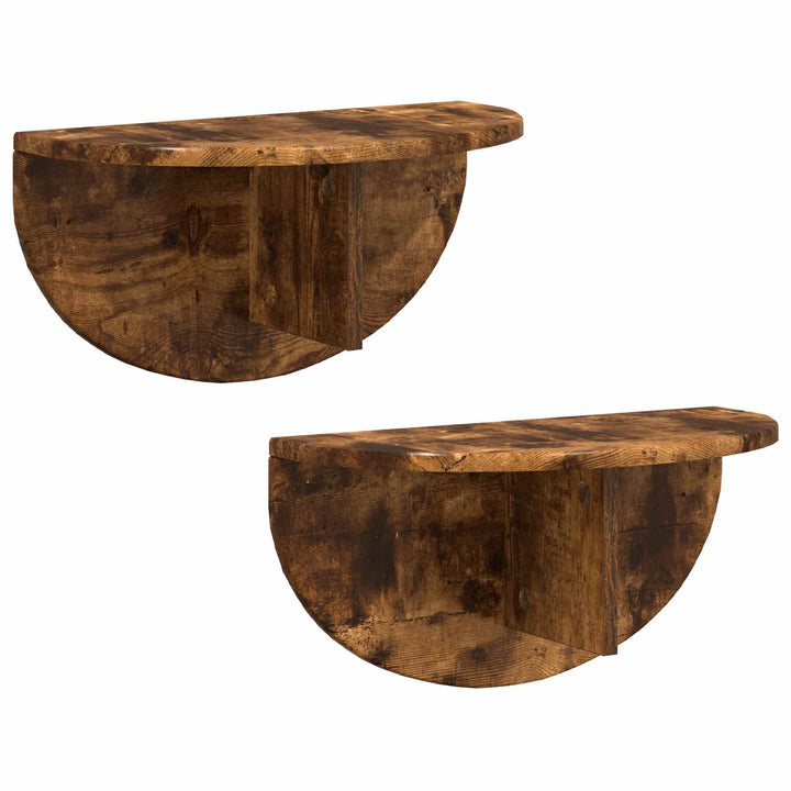 Væghylde 2 pcs Røget eg 48 x 24 x 24 cm Konstrueret træ