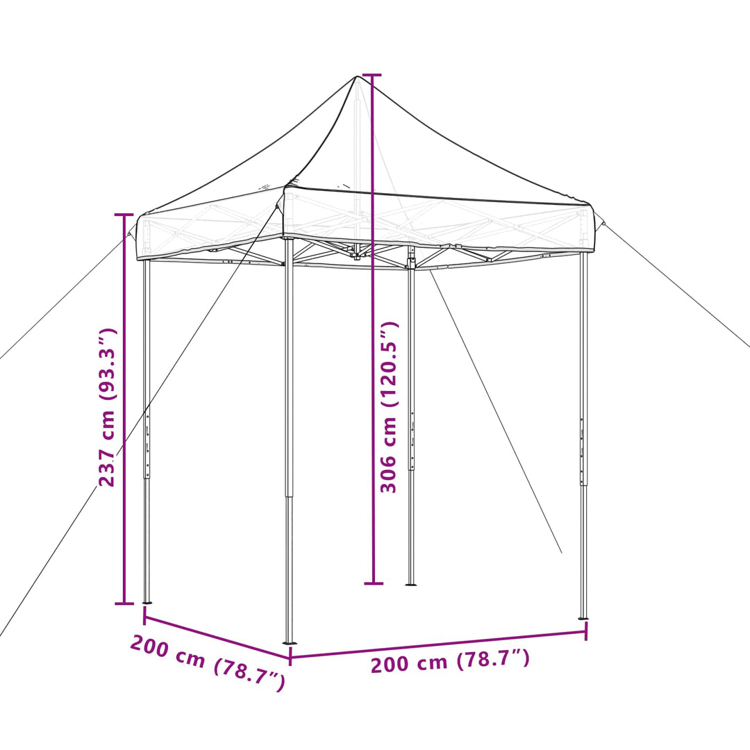 Party Tent Sort 200 x 200 x 306 cm Oxford stof