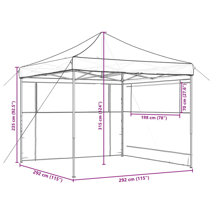 Party Tent Sort 292 x 292 x 315 cm Oxford stof