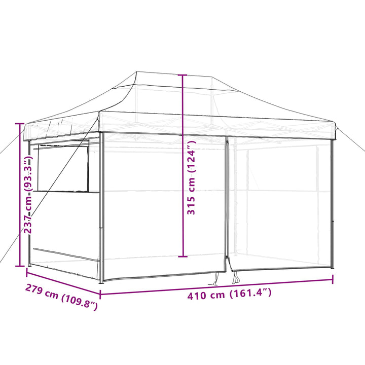 Party Tent Sort 279 x 410 x 315 cm Oxford stof
