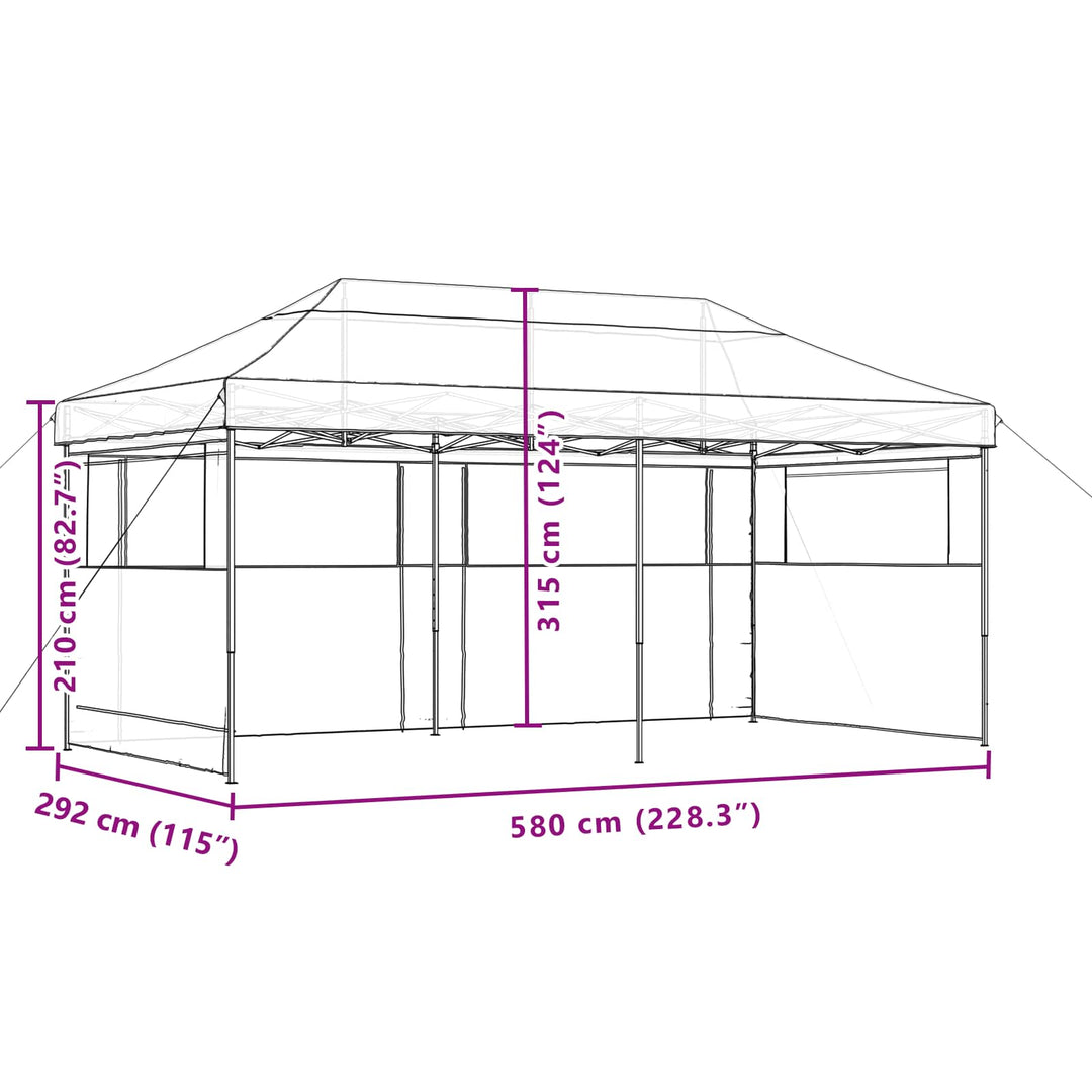 Party Tent Sort 292 x 580 x 315 cm Oxford stof
