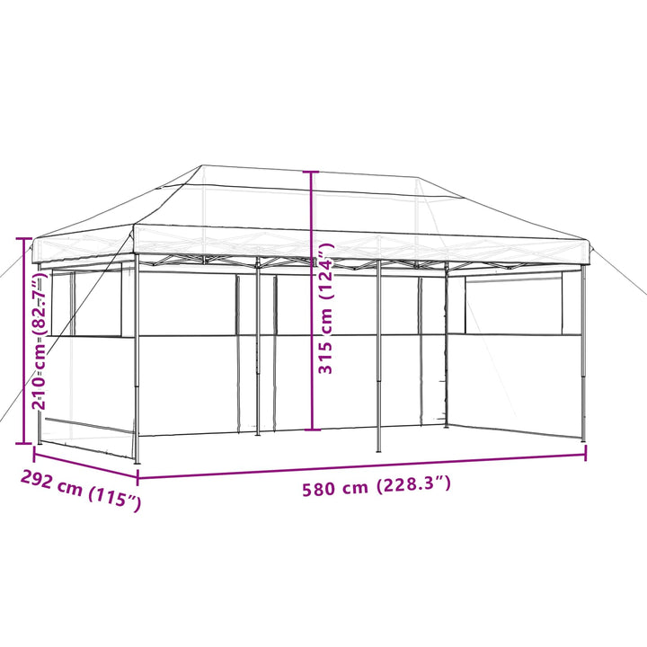 Party Tent Sort 292 x 580 x 315 cm Oxford stof