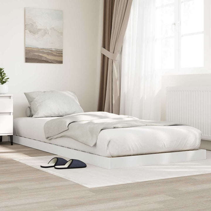 Gulv seng ramme Hvid 75 x 190 cm Konstrueret træ
