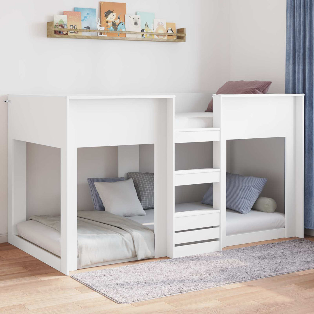 Gulv seng ramme Hvid 75 x 190 cm Konstrueret træ