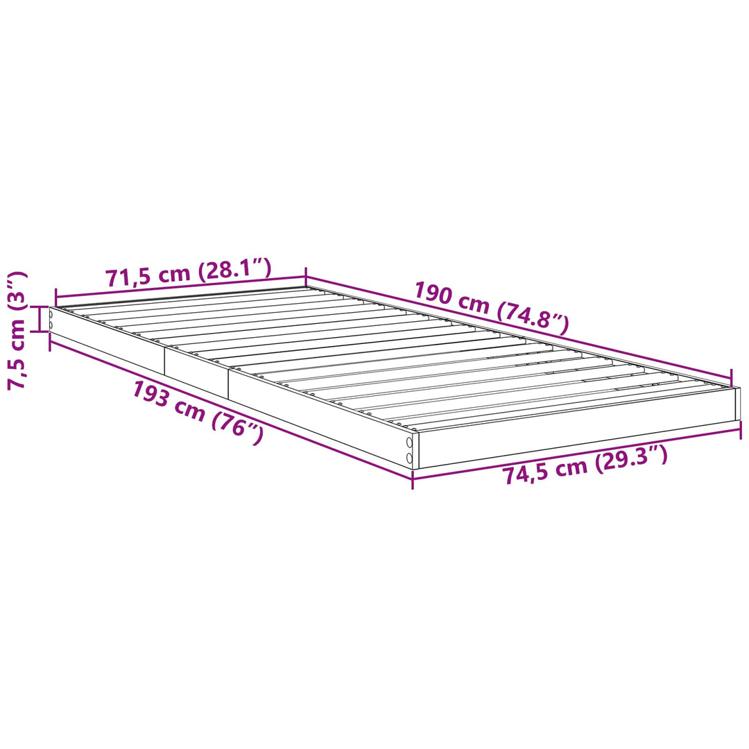 Gulv seng ramme Hvid 75 x 190 cm Konstrueret træ