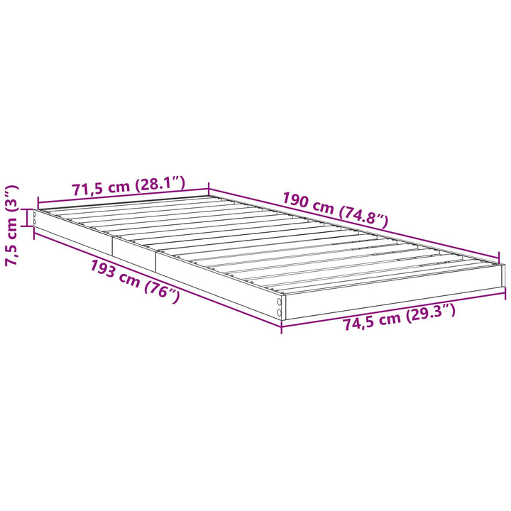 Gulv seng ramme Hvid 75 x 190 cm Konstrueret træ