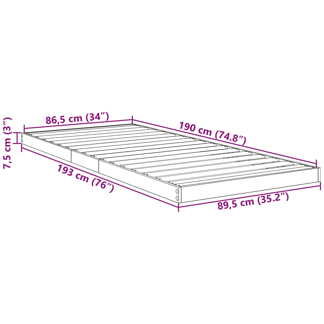 Gulv seng ramme Sort eg 90 x 190 cm Konstrueret træ
