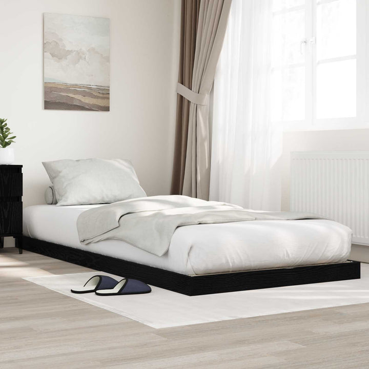 Gulv seng ramme Sort eg 80 x 200 cm Konstrueret træ