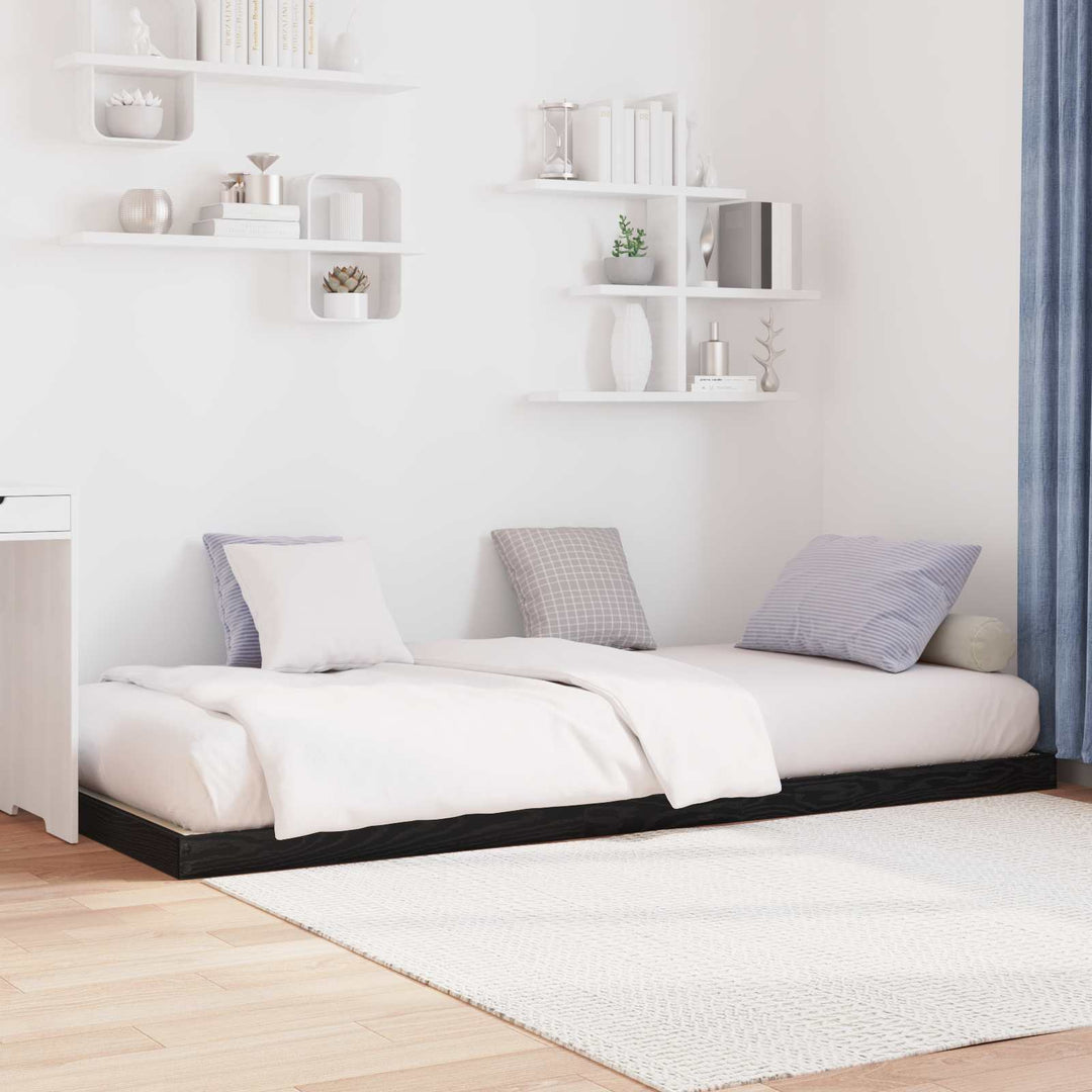 Gulv seng ramme Sort eg 80 x 200 cm Konstrueret træ