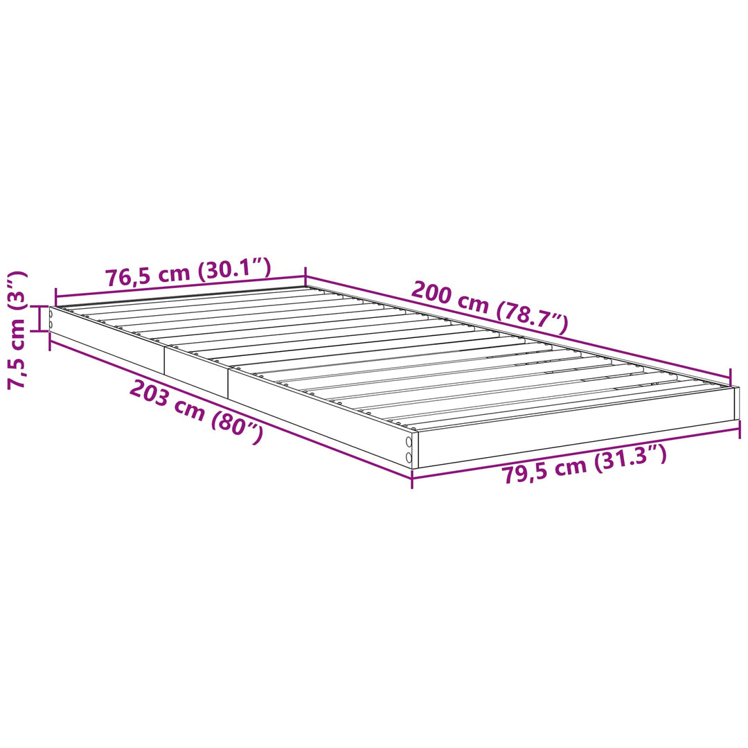 Gulv seng ramme Sort eg 80 x 200 cm Konstrueret træ