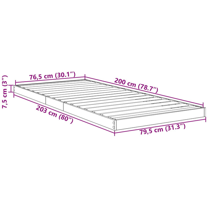 Gulv seng ramme Sort eg 80 x 200 cm Konstrueret træ