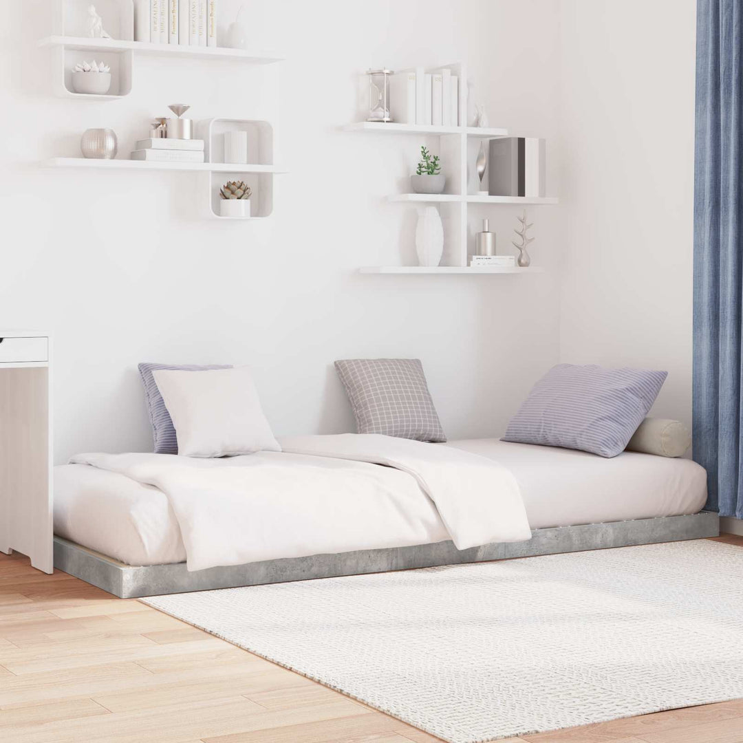 Gulv seng ramme Beton Grå 80 x 200 cm Konstrueret træ