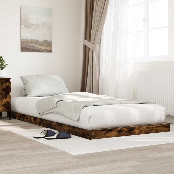 Gulv seng ramme Røget eg 80 x 200 cm Konstrueret træ