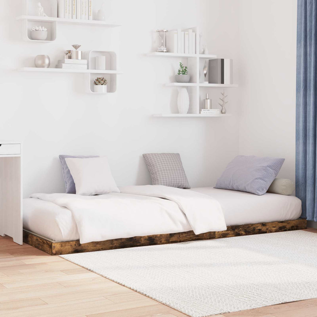Gulv seng ramme Røget eg 80 x 200 cm Konstrueret træ