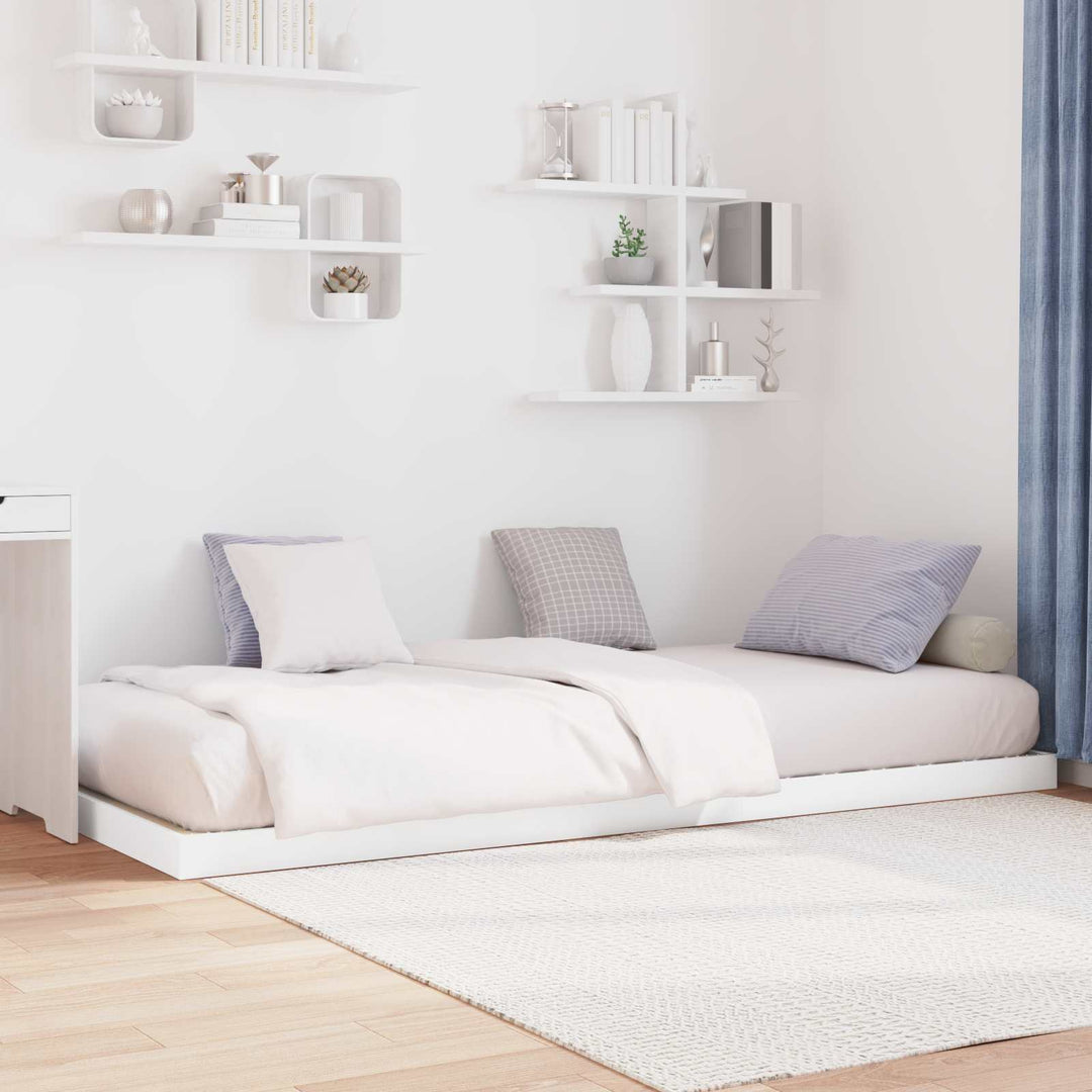 Gulv seng ramme Hvid 90 x 200 cm Konstrueret træ