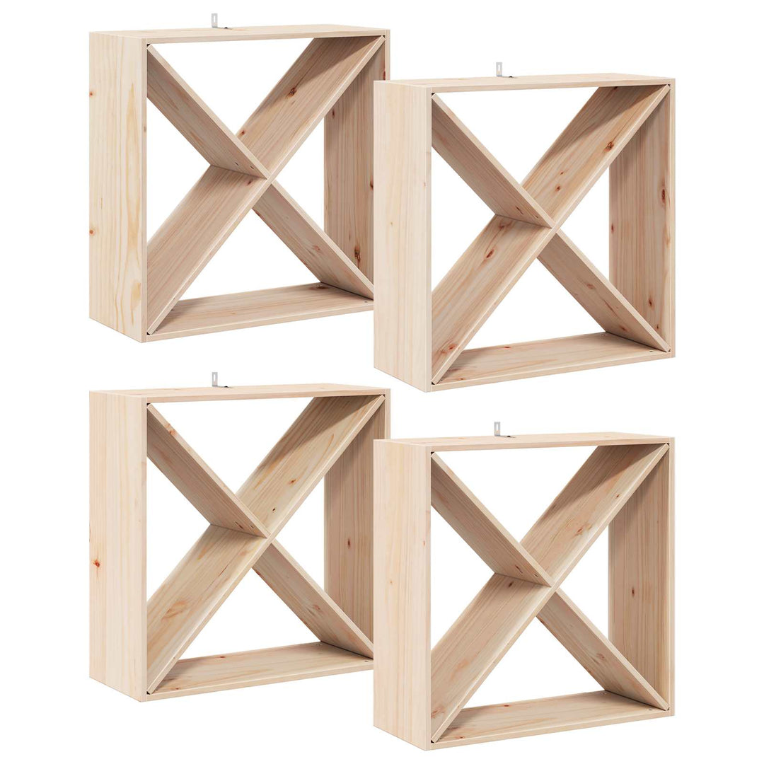Vinfad 4 pcs Naturfarvet 62 x 25 x 62 cm Massiv fyrretræ