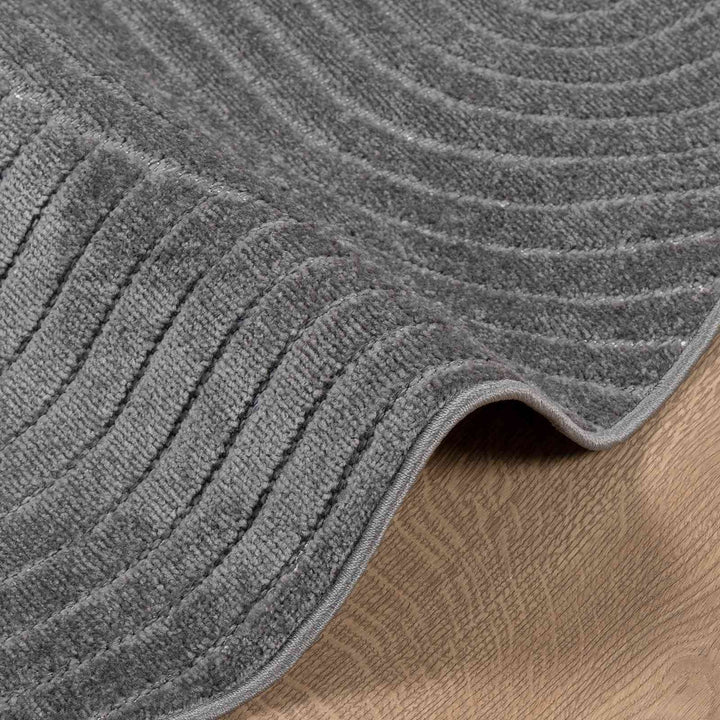 Områdetæpper Rund PALMERAS Antracit Ø 120 CM Polyester