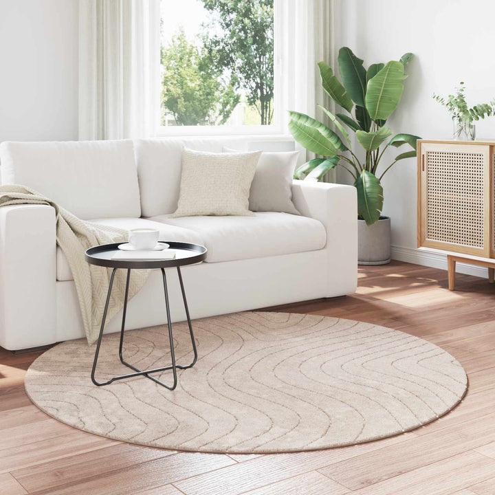 Områdetæpper Rund PALMERAS Beige Ø 160 CM Polyester