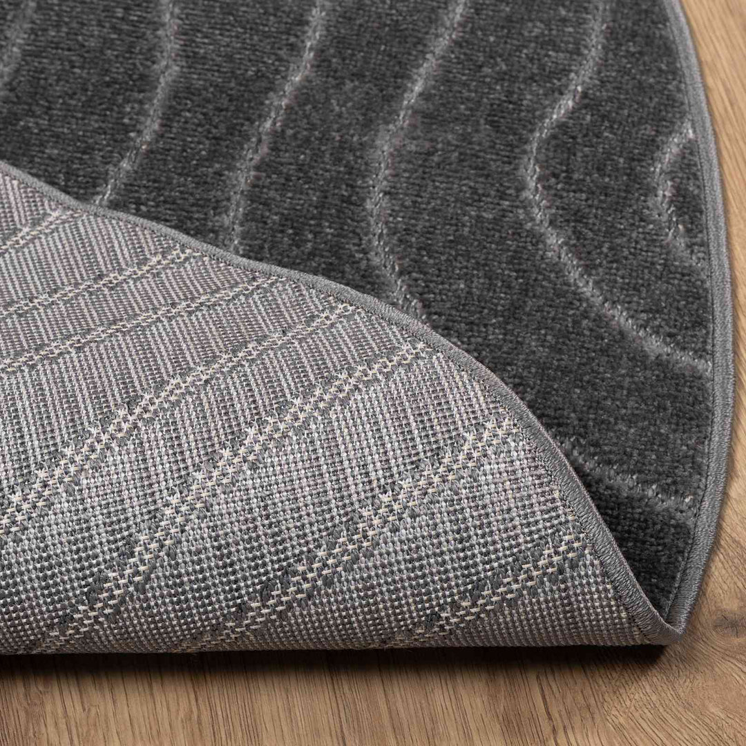 Områdetæpper Rund PALMERAS Antracit Ø 160 CM Polyester