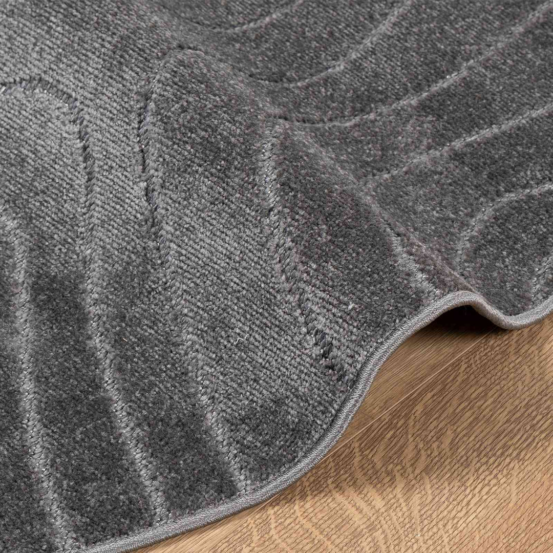 Områdetæpper Rund PALMERAS Antracit Ø 160 CM Polyester