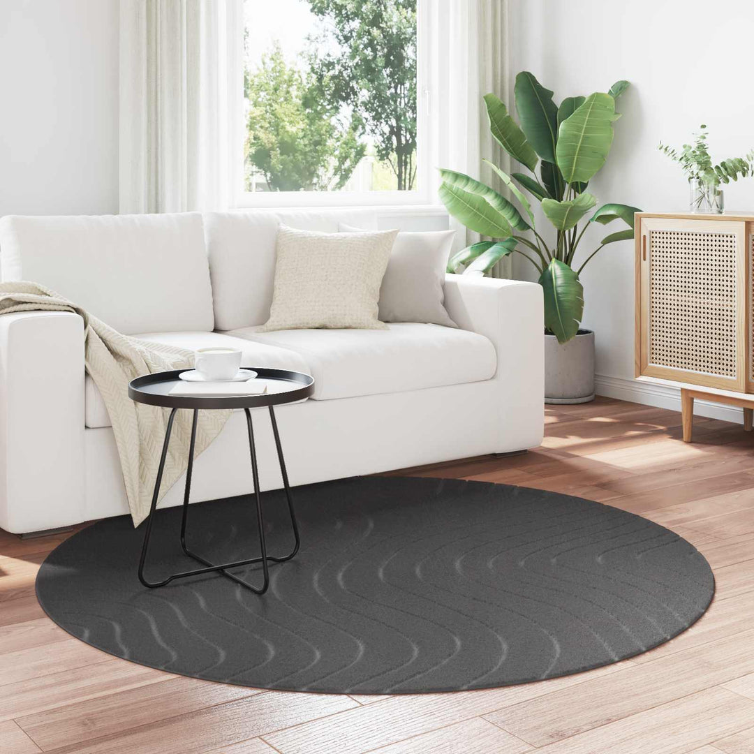 Områdetæpper Rund PALMERAS Antracit Ø 160 CM Polyester