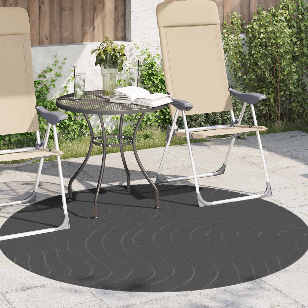 Områdetæpper Rund PALMERAS Antracit Ø 160 CM Polyester