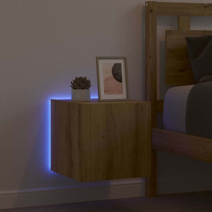 TV vægskab med LED Artisan eg 30,5 x 35 x 30 cm Konstrueret træ