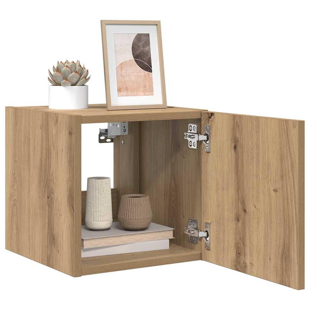 TV vægskab med LED Artisan eg 30,5 x 35 x 30 cm Konstrueret træ