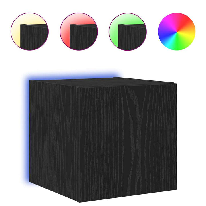 TV vægskab med LED Sort eg 30,5 x 35 x 30 cm Konstrueret træ