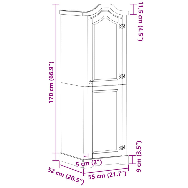 Garderober med hylde Hvid 55 x 52 x 170 cm Massiv fyrretræ