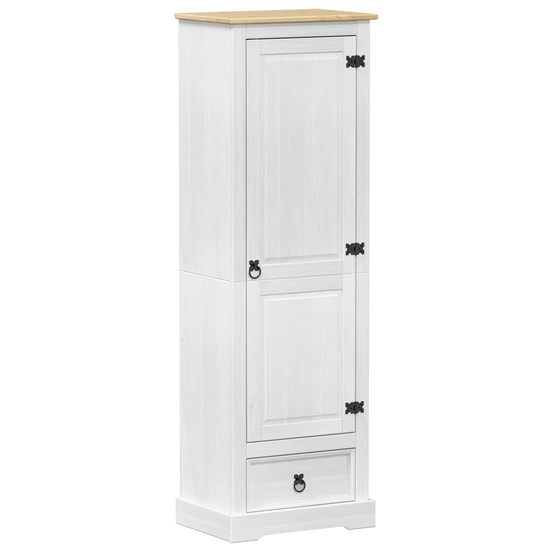 Garderober med skuffe Hvid 55 x 38 x 170 cm Massiv fyrretræ
