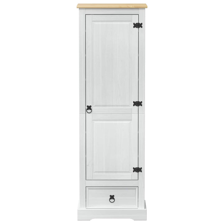 Garderober med skuffe Hvid 55 x 38 x 170 cm Massiv fyrretræ