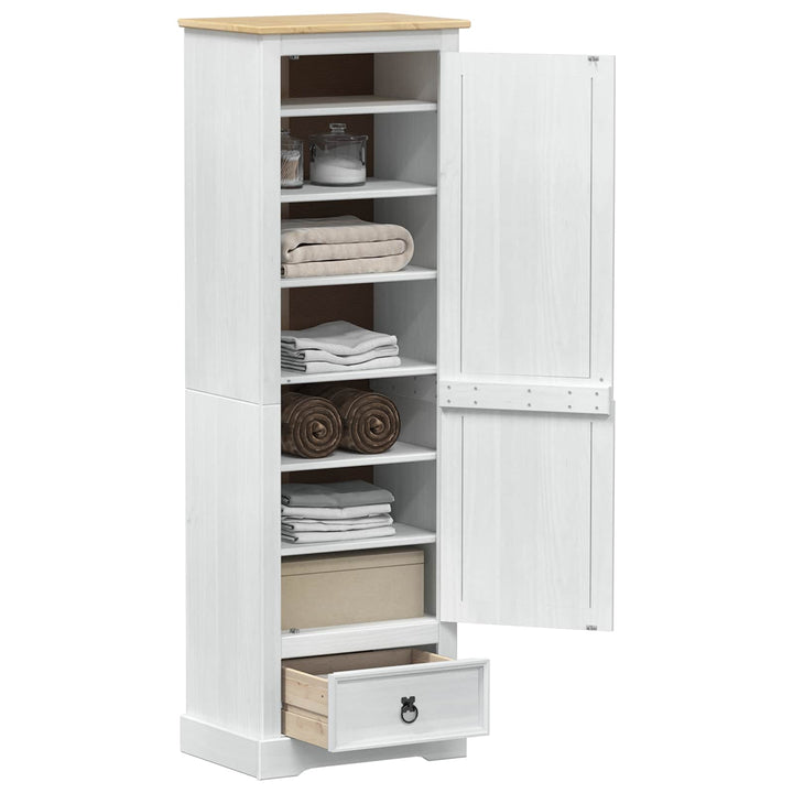 Garderober med skuffe Hvid 55 x 38 x 170 cm Massiv fyrretræ