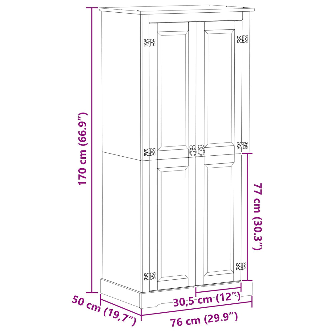 Garderober med hylde Hvid 76 x 50 x 170 cm Massiv fyrretræ