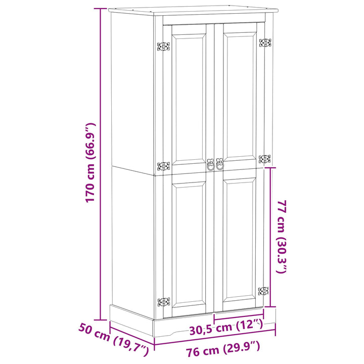 Garderober med hylde Hvid 76 x 50 x 170 cm Massiv fyrretræ