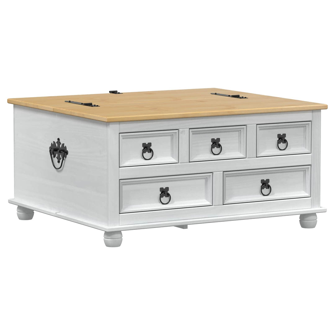 storage box med skuffe Hvid 90 x 78 x 45 cm Massiv fyrretræ