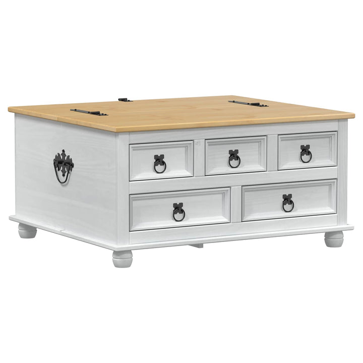storage box med skuffe Hvid 90 x 78 x 45 cm Massiv fyrretræ