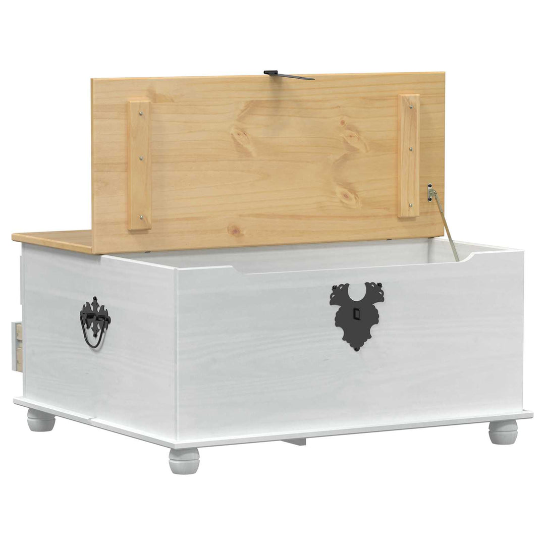 storage box med skuffe Hvid 90 x 78 x 45 cm Massiv fyrretræ