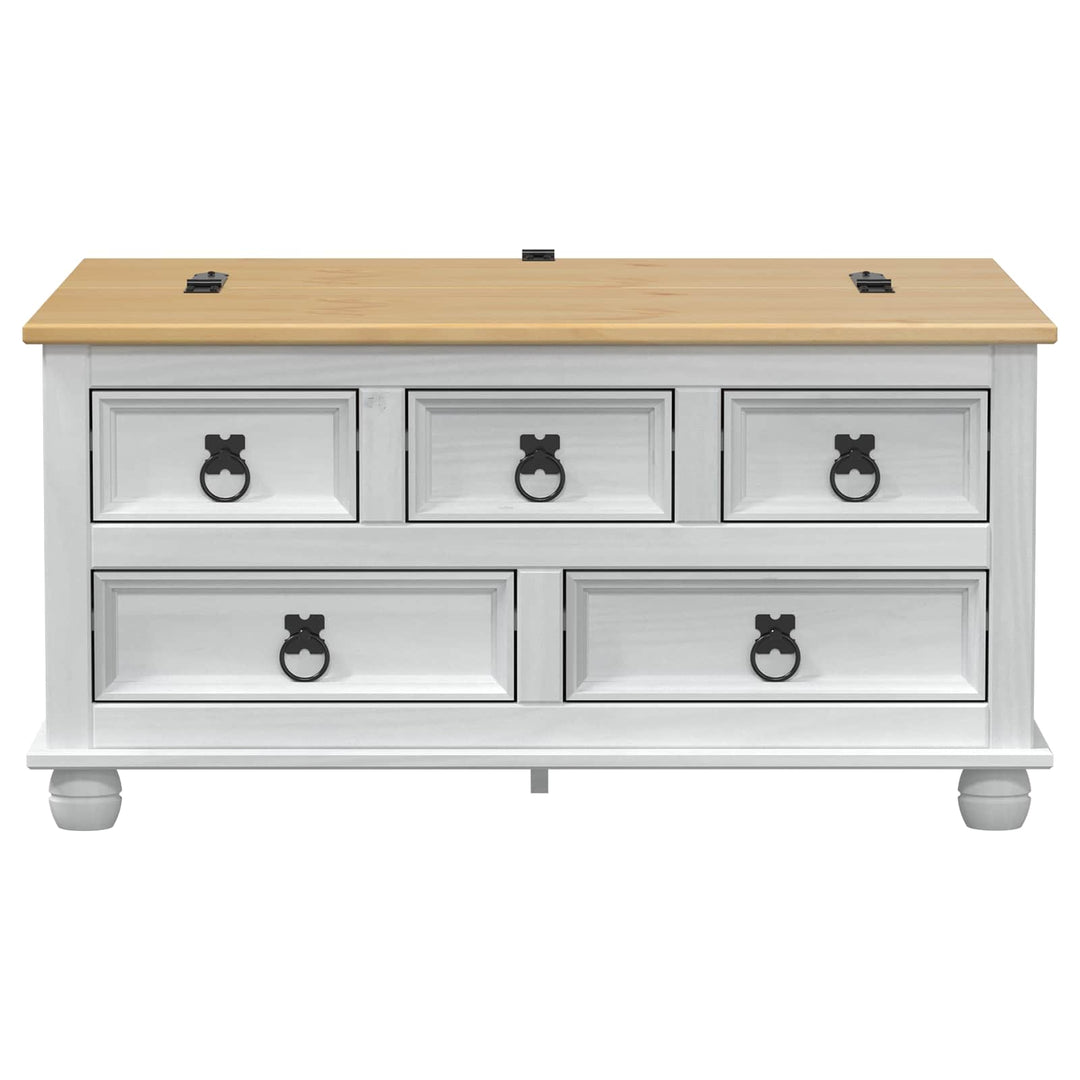 storage box med skuffe Hvid 90 x 78 x 45 cm Massiv fyrretræ