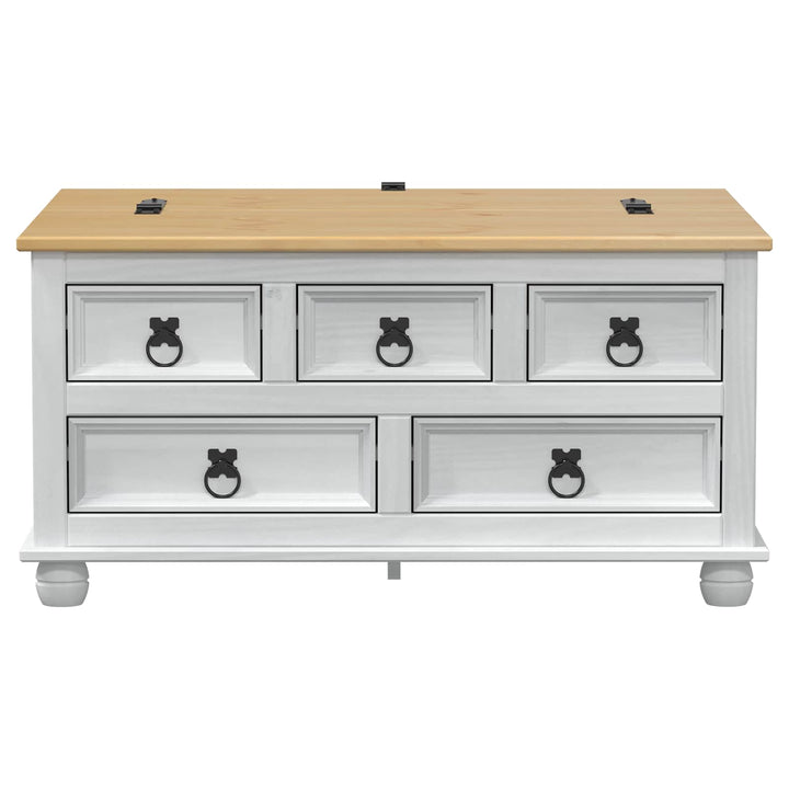 storage box med skuffe Hvid 90 x 78 x 45 cm Massiv fyrretræ