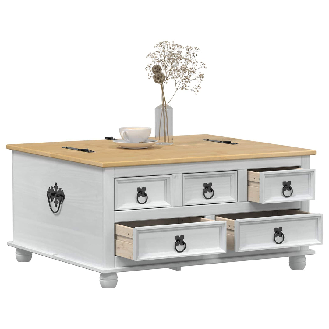 storage box med skuffe Hvid 90 x 78 x 45 cm Massiv fyrretræ