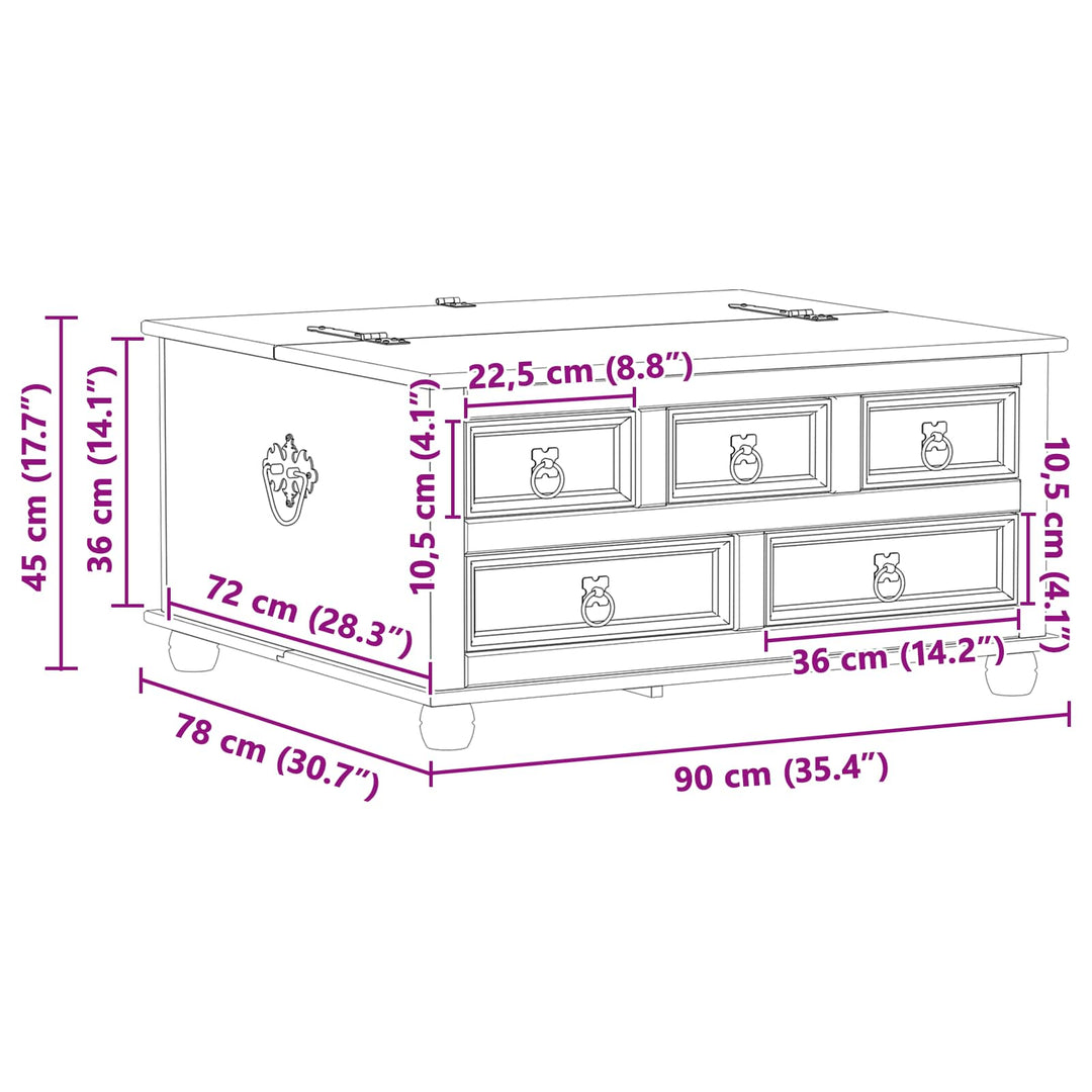 storage box med skuffe Hvid 90 x 78 x 45 cm Massiv fyrretræ