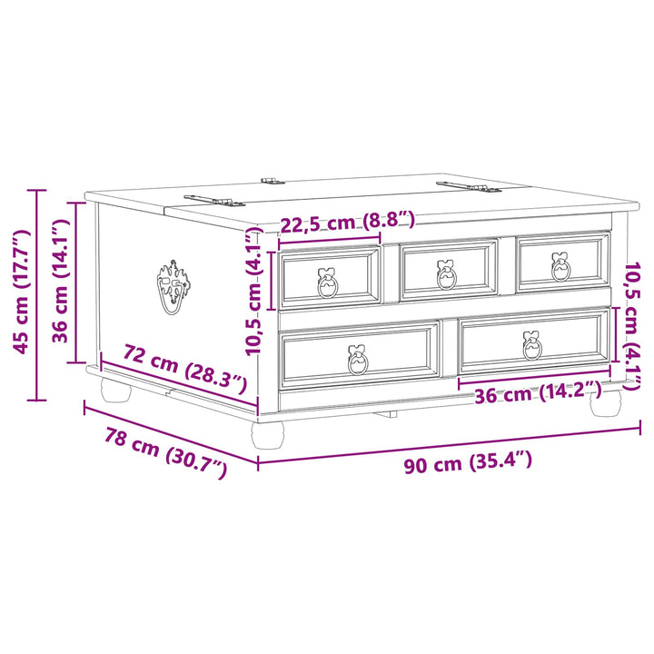 storage box med skuffe Hvid 90 x 78 x 45 cm Massiv fyrretræ