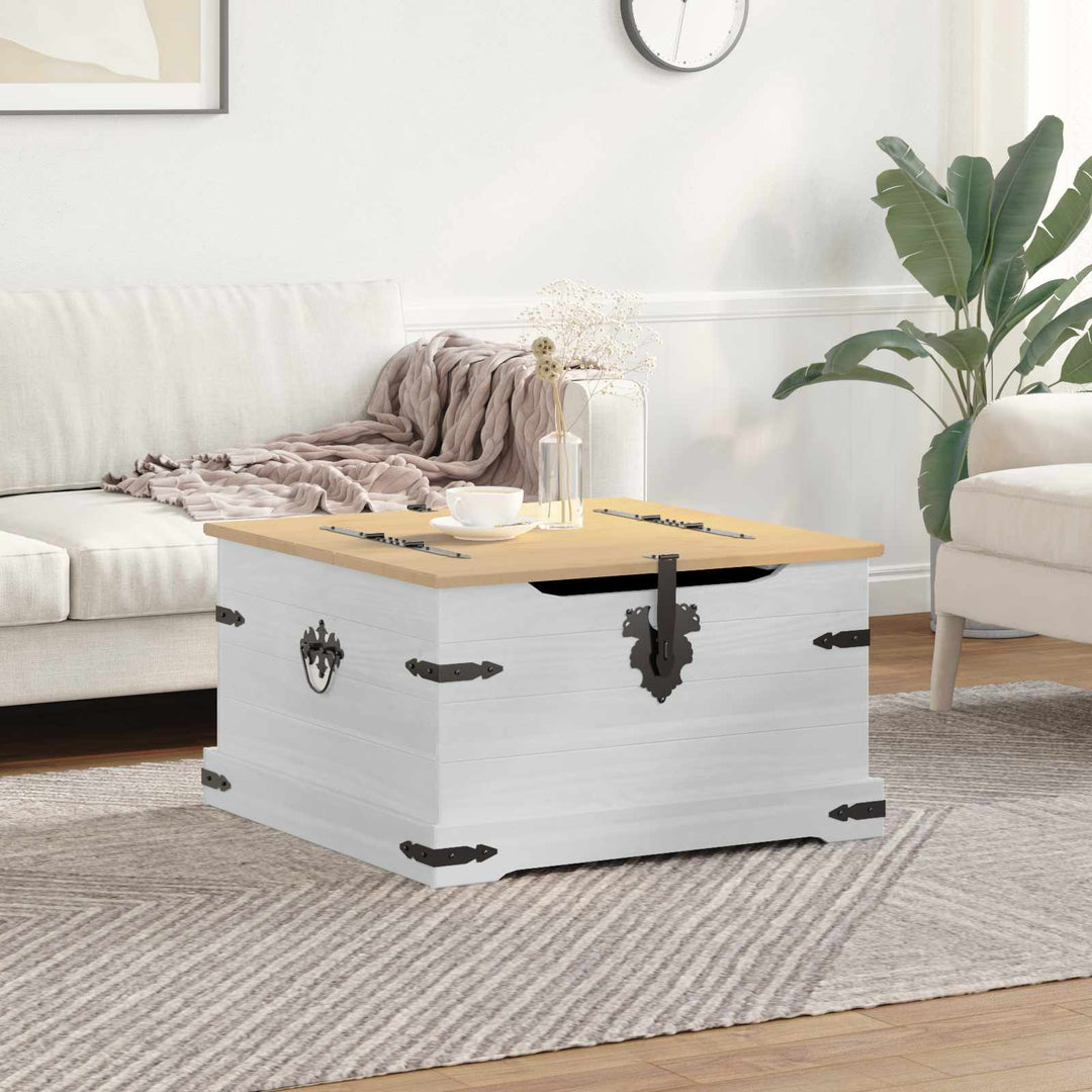 storage box med hylde Hvid 78 x 78 x 45 cm Massiv fyrretræ