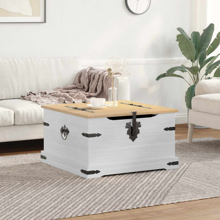 storage box med hylde Hvid 78 x 78 x 45 cm Massiv fyrretræ
