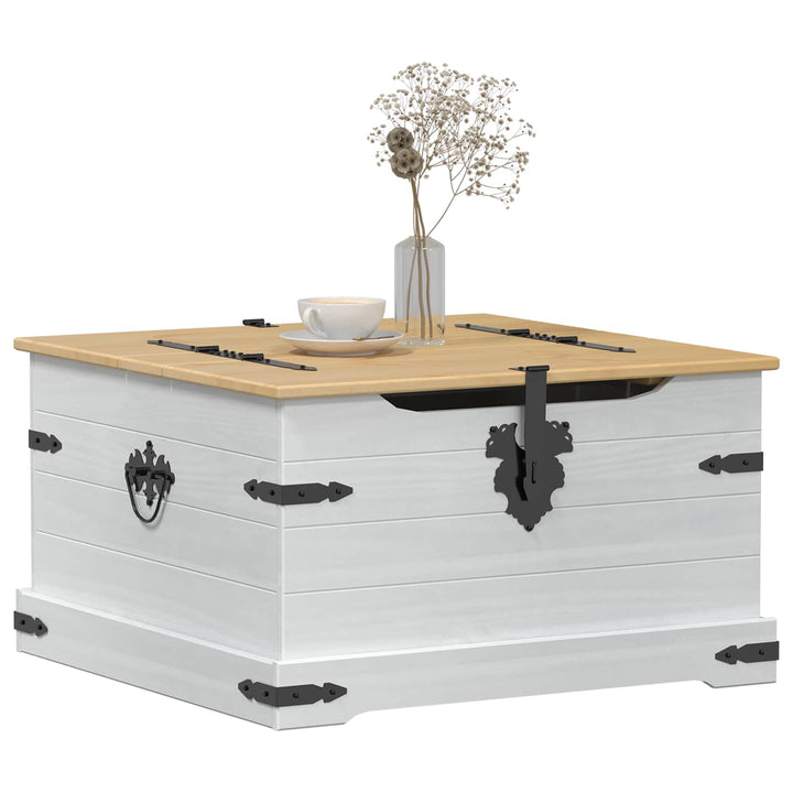 storage box med hylde Hvid 78 x 78 x 45 cm Massiv fyrretræ